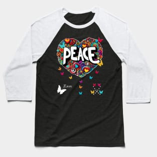 Colorful Butterfly Heart: Peaceful Harmony Graphic Baseball T-Shirt